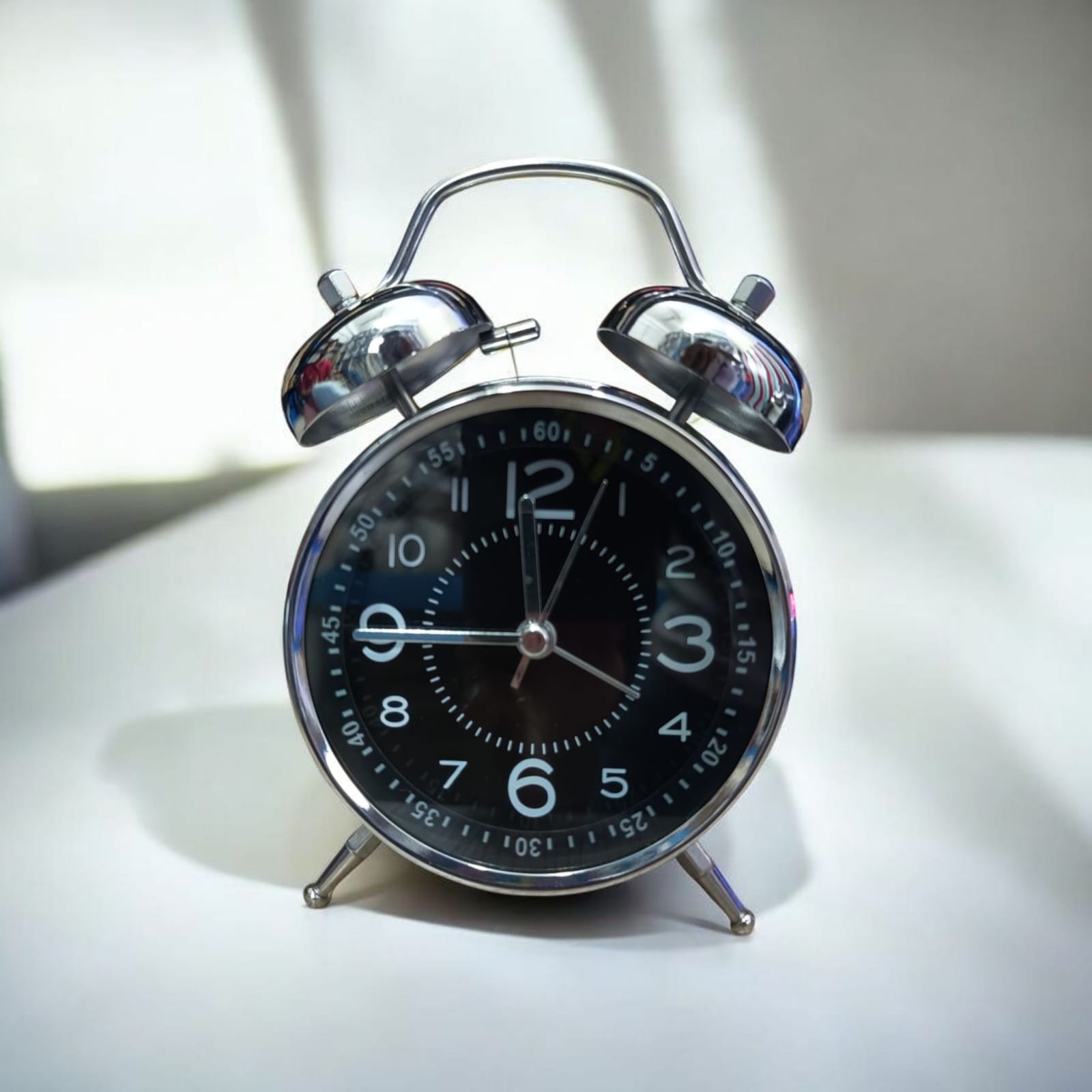 Bell Alarm Silver and Black Clock (TC-202)