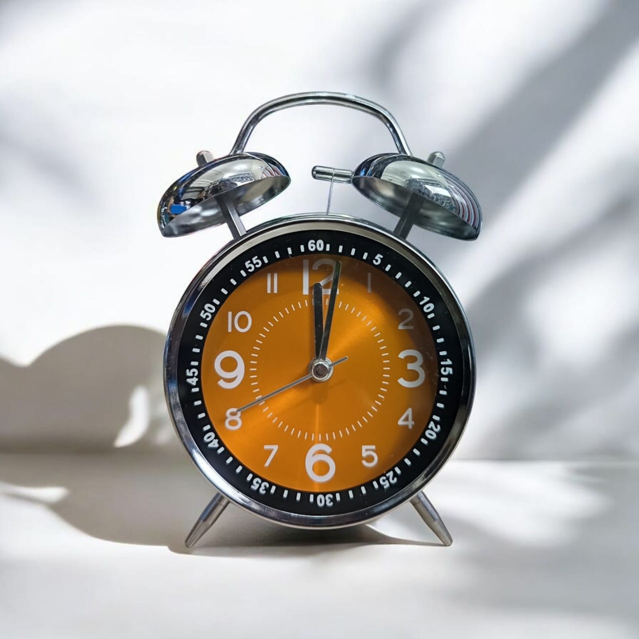 Bell Alarm Silver and Orange Clock (TC-226)