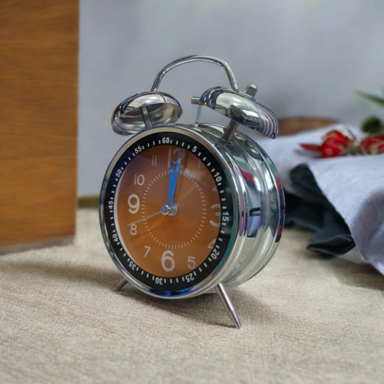 Bell Alarm Silver and Orange Clock (TC-226) - Image 2